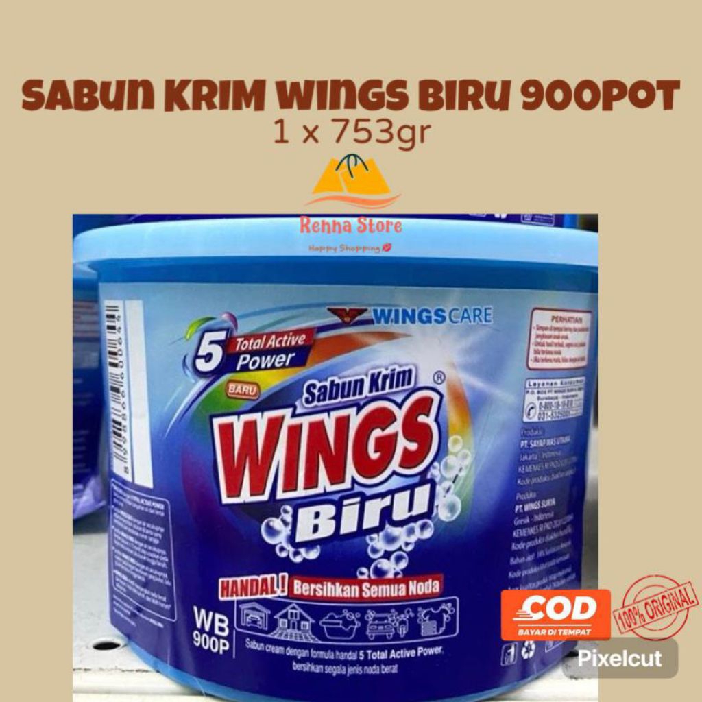 Sabun Krim Colek WINGS BIRU EKONOMI 900 pot 753gr