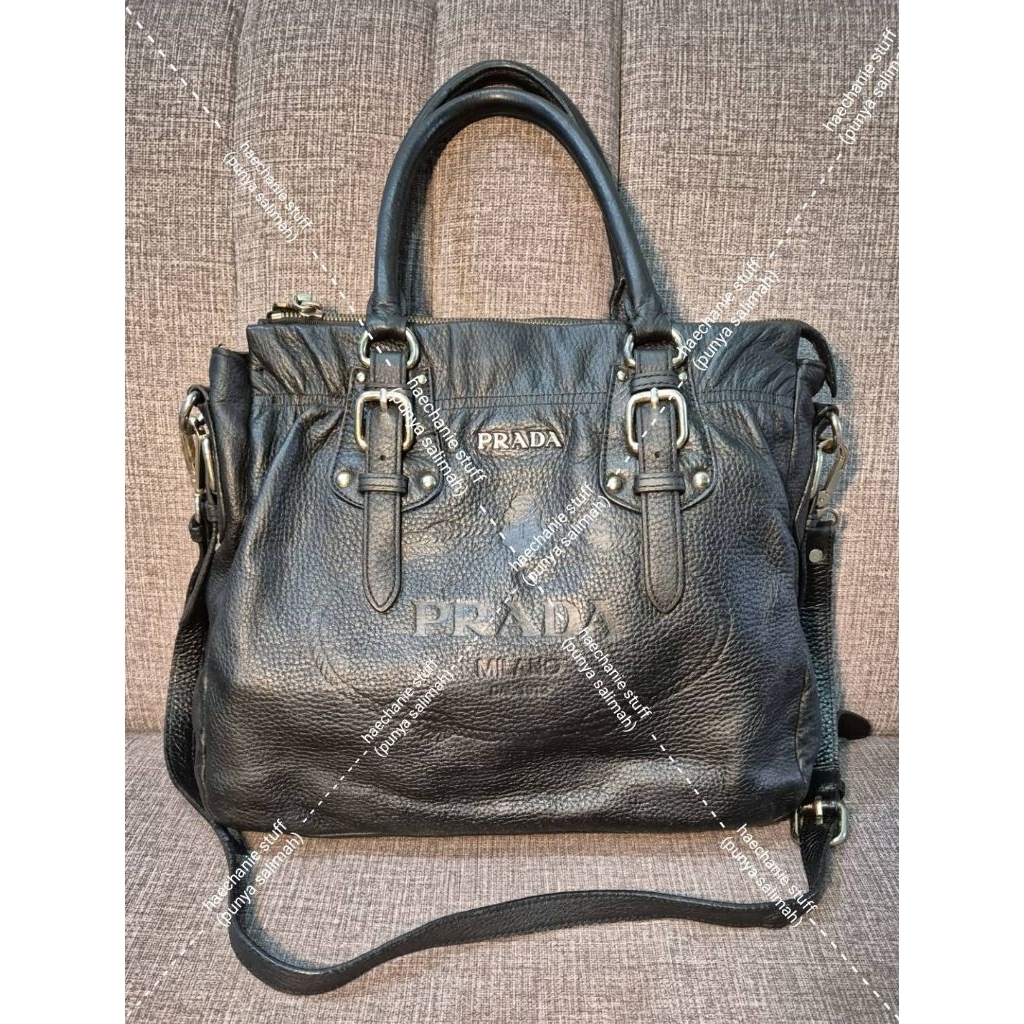 Tas Prada Milano Leather Kulit Handbag Totebag Kerja (Preloved)