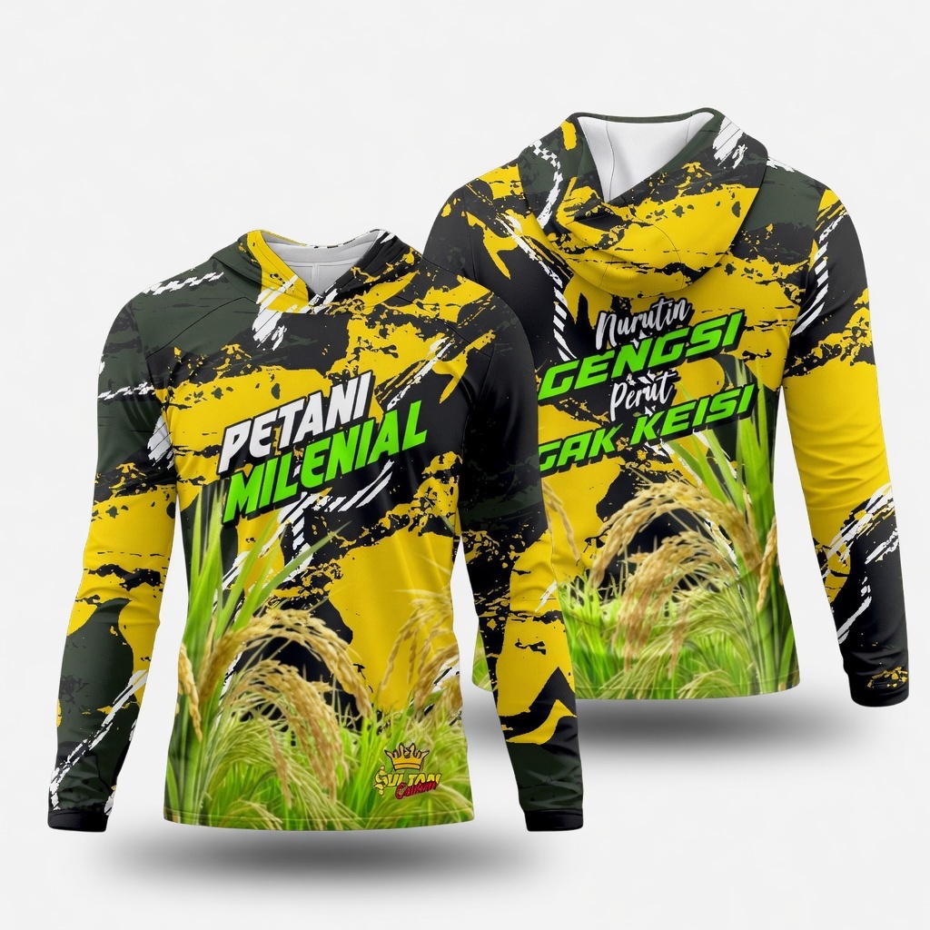 Jersey Petani Milenial Kaos Jersey Petani Sawah Lengan Panjang Hoodie Full Printing