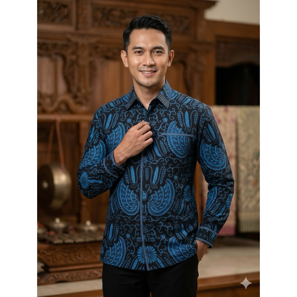 kemeja batik katun primisima batik laseman jahitan smock bordir lapisan trikot waffer