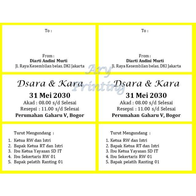 Cetak Label 101/ Undangan Kopi/Undangan Sunlight