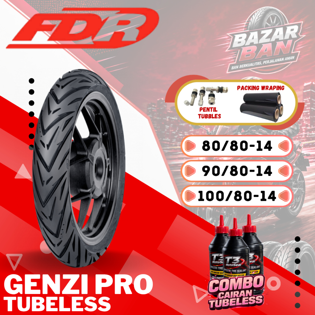 (PRODUKSI TERBARU) BAN FDR GENZI PRO TUBELESS RING 14 ( 80/80-14 / 90/80-14 / 100/80-14 ) / BAN FDR 