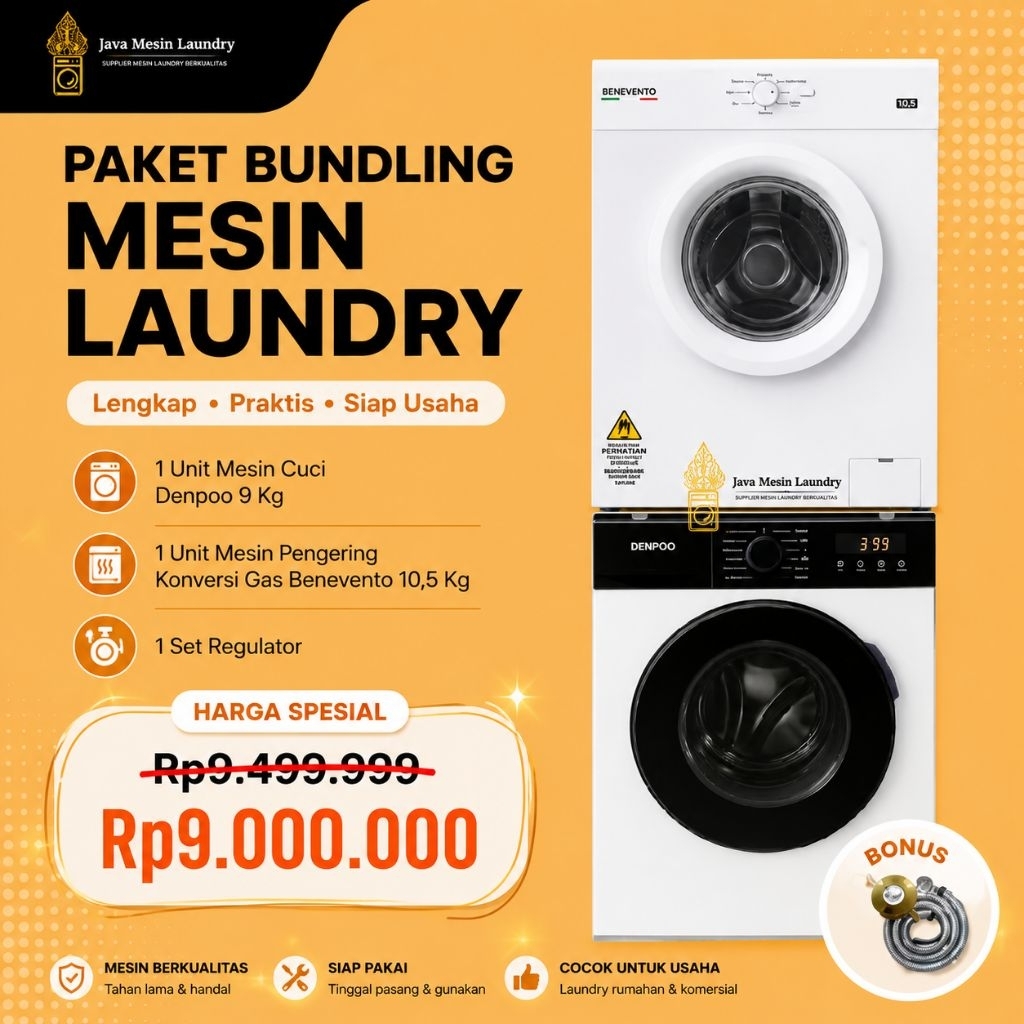 Paket Mesin Laundry Spesial Promo Murah Meriah Mesin Cuci Denpo Mesin Pengering Benevento