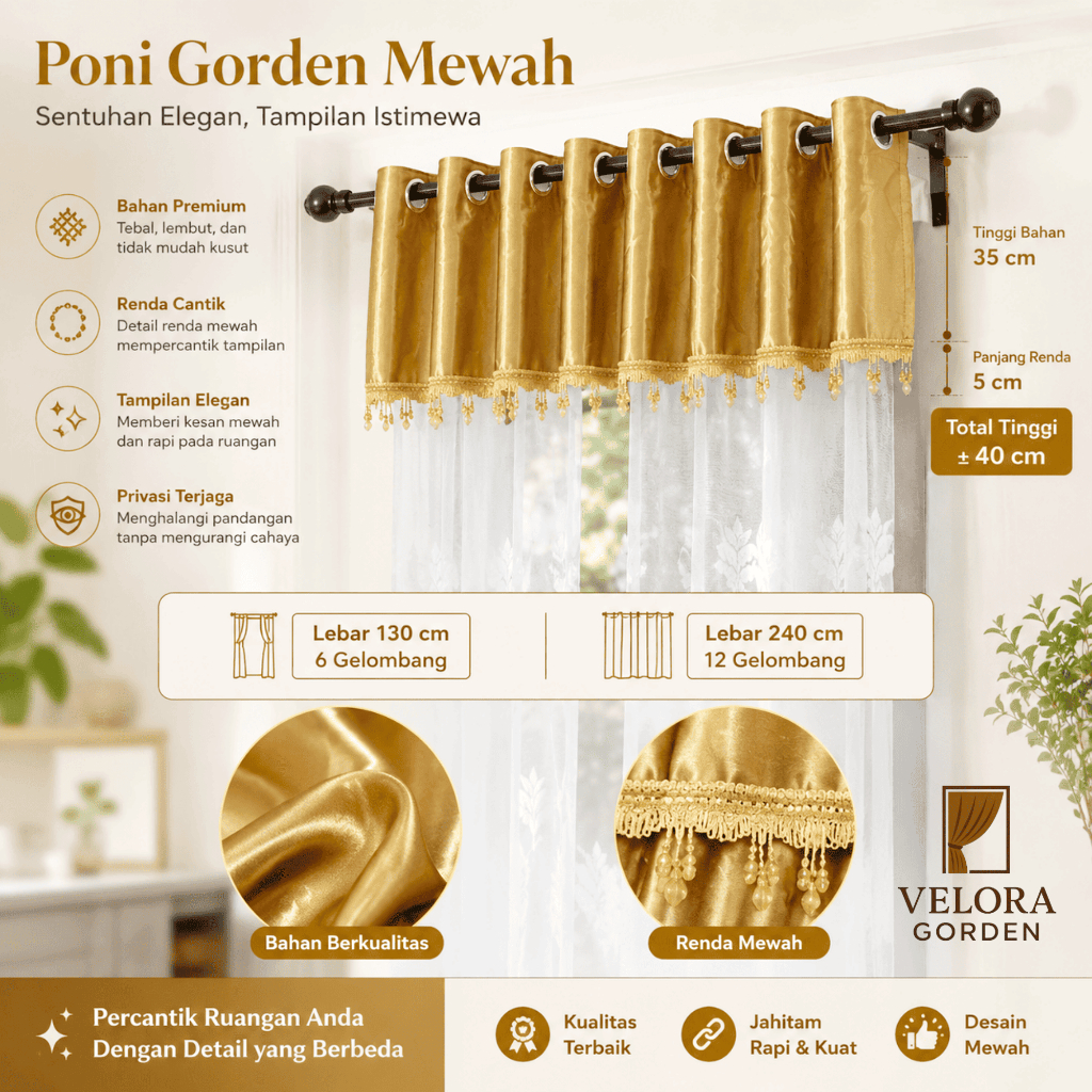 VELORA Poni gorden pintu tengah ruang tamu