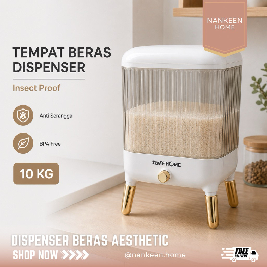 nankeen shop - Tempat Beras Estetik/Dispenser Beras Estetik/Tempat Beras Putih/Dispenser Beras Putih