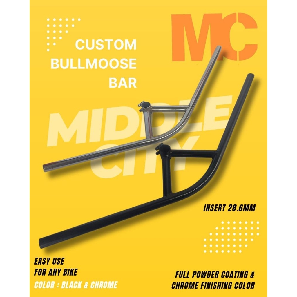 Handlebar stang sepeda Bullmoose oversize 28.6 hitam dan chrom