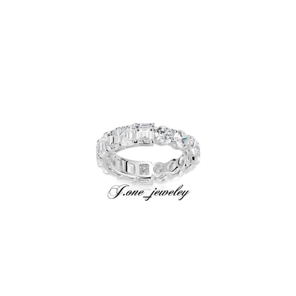 Cincin Emerald Cut + Round Cut F Color