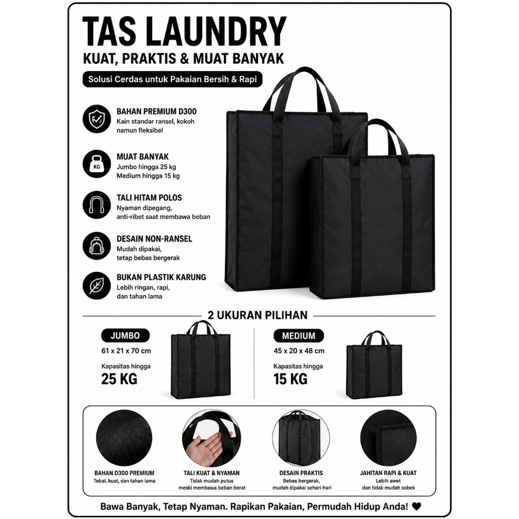 TAS Laundry Jumbo Tas Belanja Super Kuat Bahan Premium