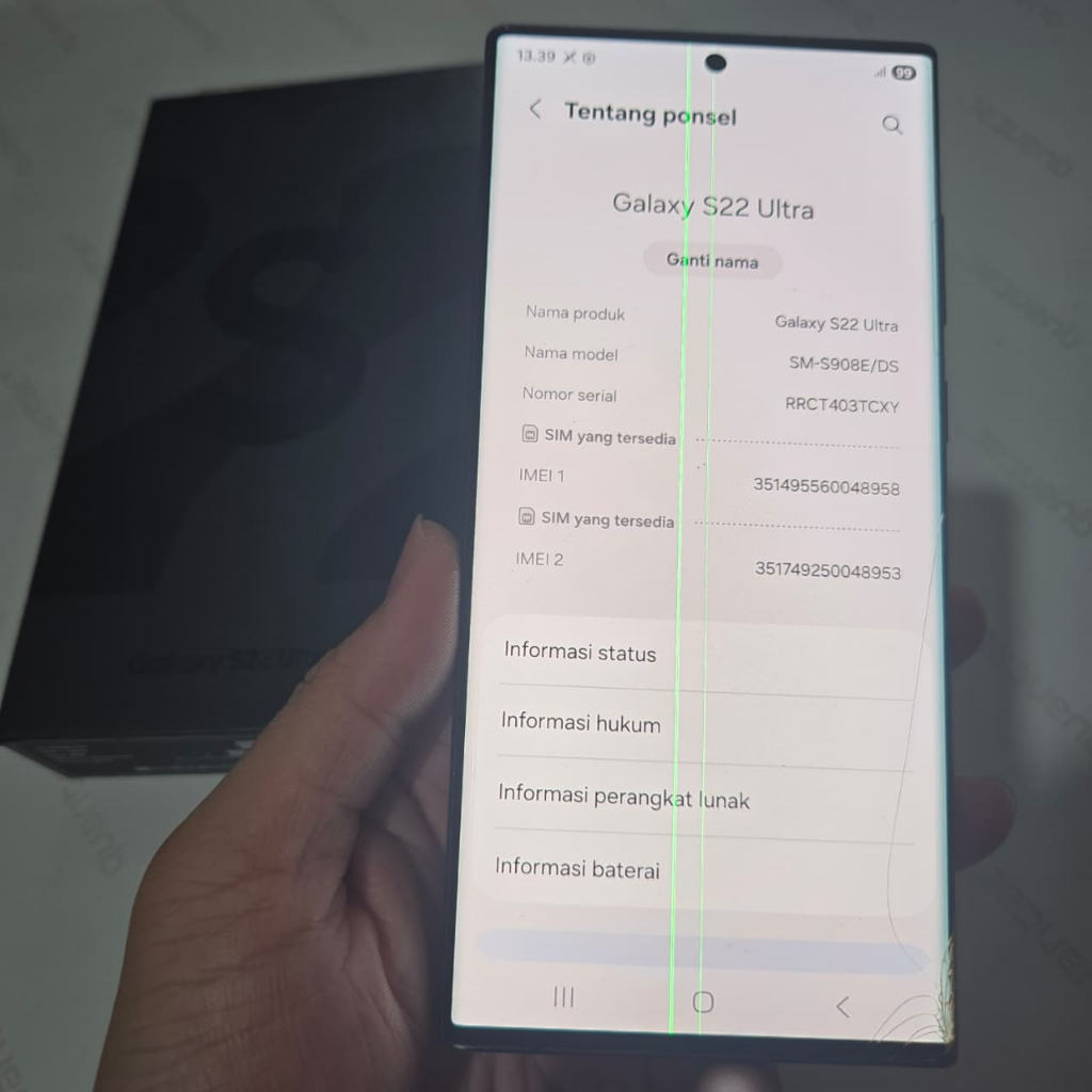 Samsung S22 ULTRA 5G 8/128GB Garansi Resmi SEIN Original Asli 128 GB Minus Garis LCD Phantom Black