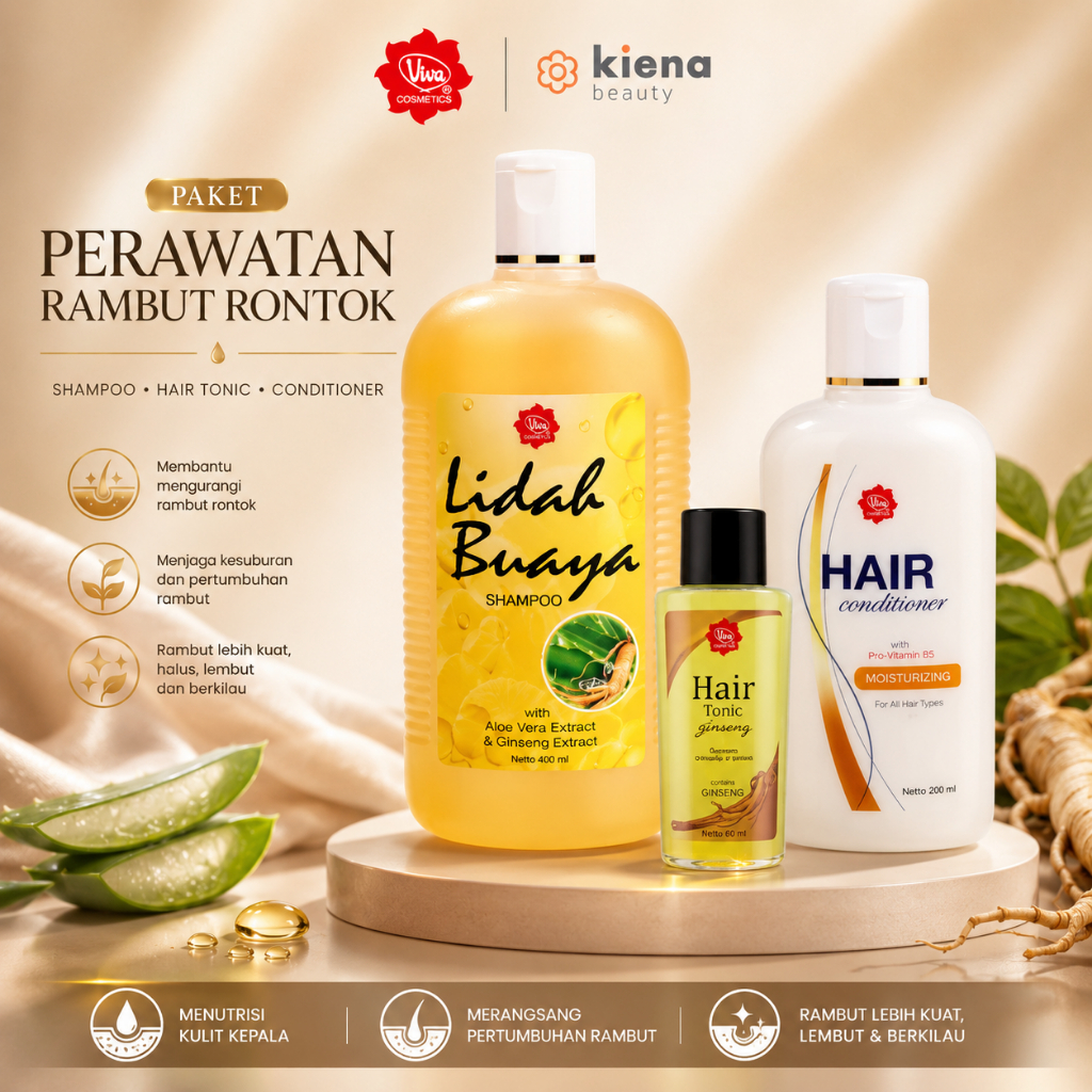 Paket Viva Perawatan Rambut Rontok - Paket Viva Hair Care Rambut Rontok Shampoo Hair Tonic Condition