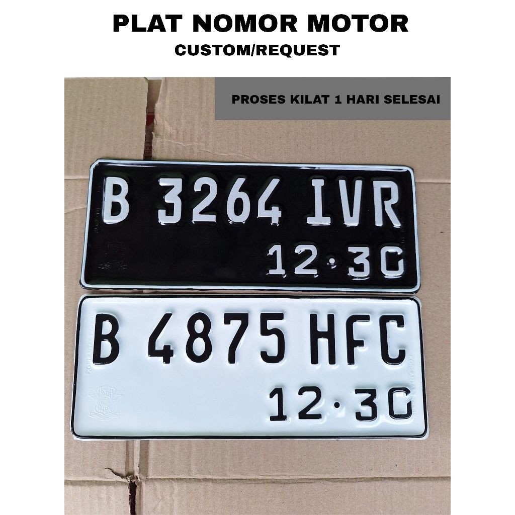Plat Motor Putih - Plat Motor Hitam - Plat Nomor Motor - Plat Motor Standar
