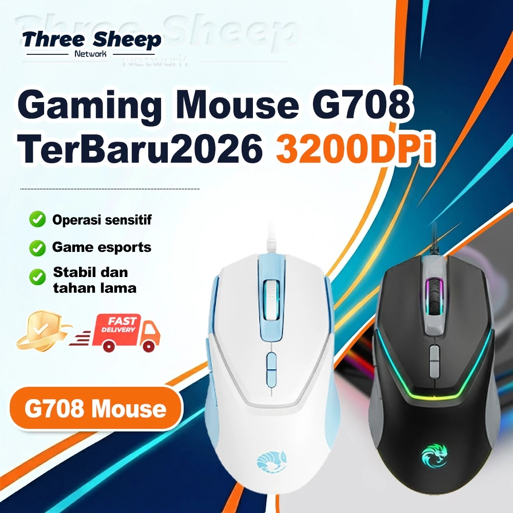 TSN Paket Mouse Gaming G701 Lampu RGB Keyboard Mekanik 1 Set Untuk PC Laptop Esports Gaming Mouse Ko