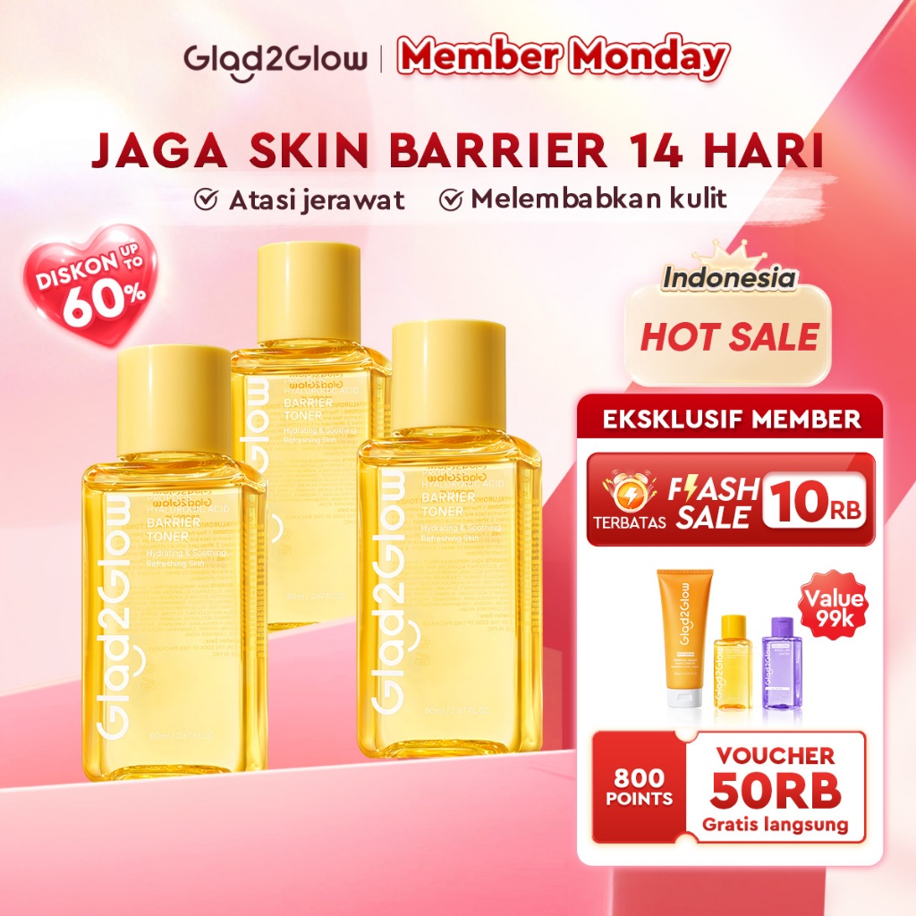 Glad2Glow Propolis Hyaluronic Acid Barrier Essence Toner badan face mist hydrating toner centella To