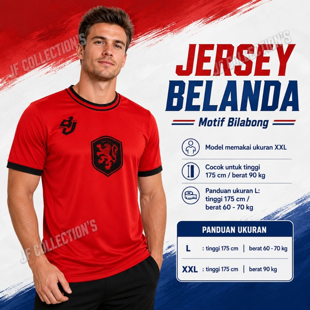 JF Collection's | Atasan Bola | Piala Dunia | Dewasa  | L & XXL | Netherland | Belanda