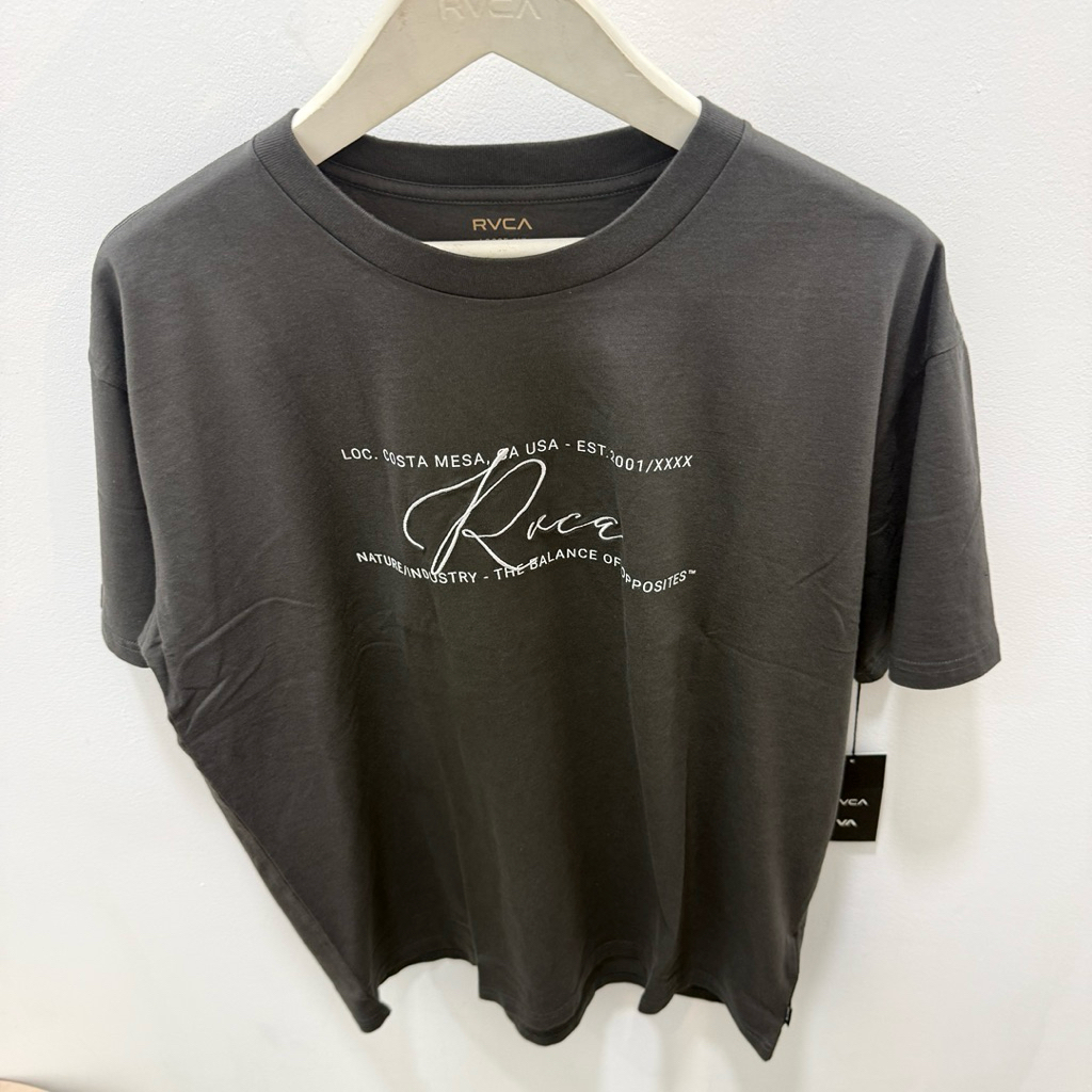 kaos pria rvca original rvca rvca over brush short sleeve tee blak new