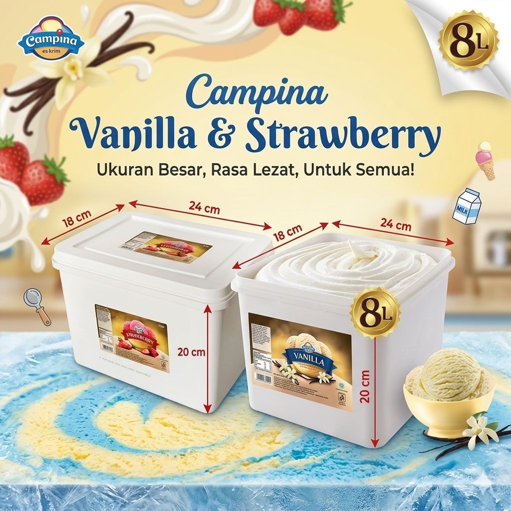 Es Krim Campina  8 Liter  (BOX BEKAS  ES CREAM LAYAK PAKAI)