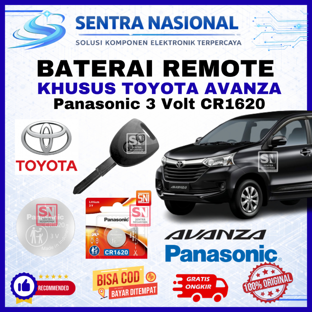 BATERAI REMOTE TOYOTA AVANZA ORIGINAL PANASONIC CR1620 | BATTERY REMOTE AVANZA TOYOTA KUALITAS BAGUS