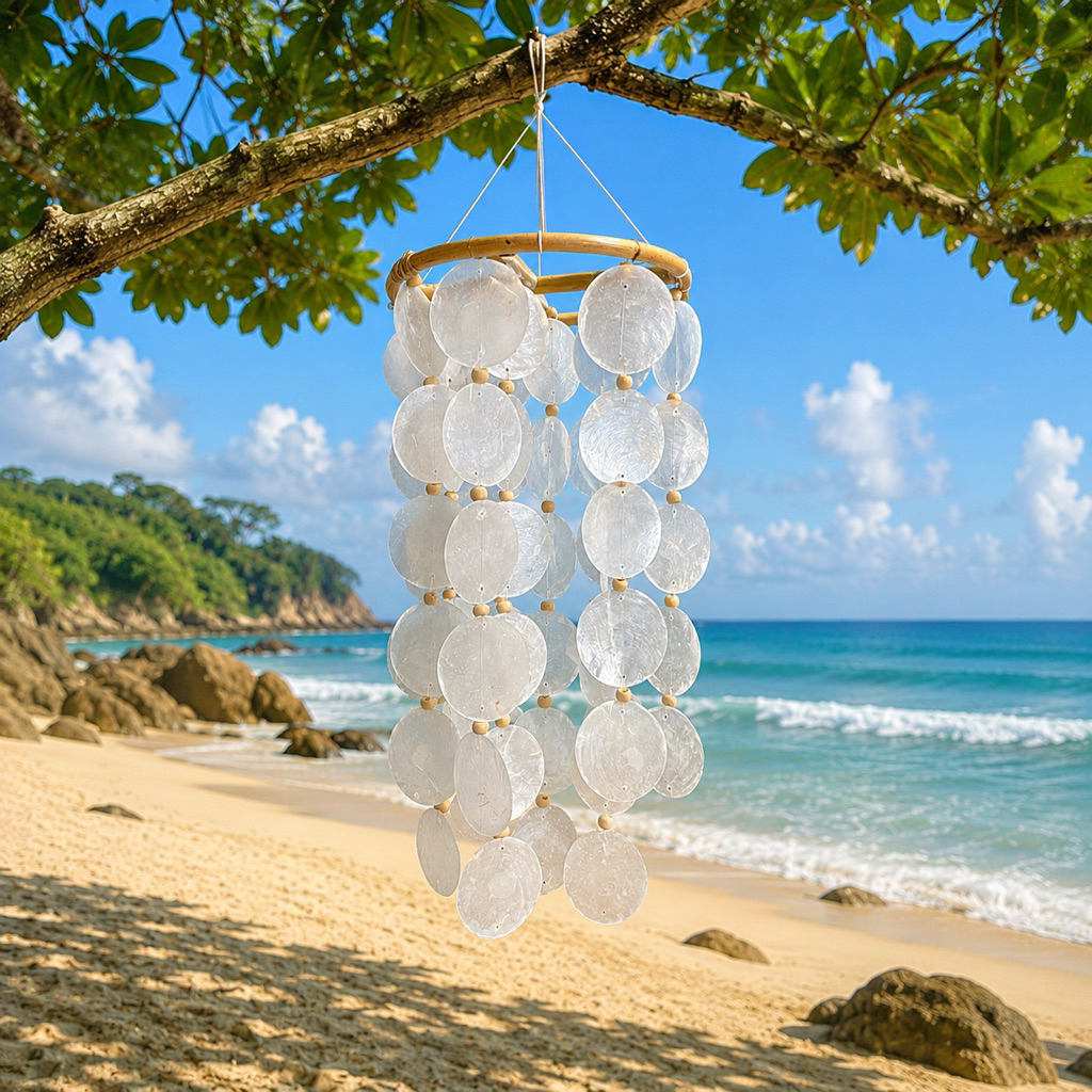 Lonceng Angin Kerang Simping Wind Chime Kerang Dekorasi Pantai Aesthetic Hiasan Rumah Estetik