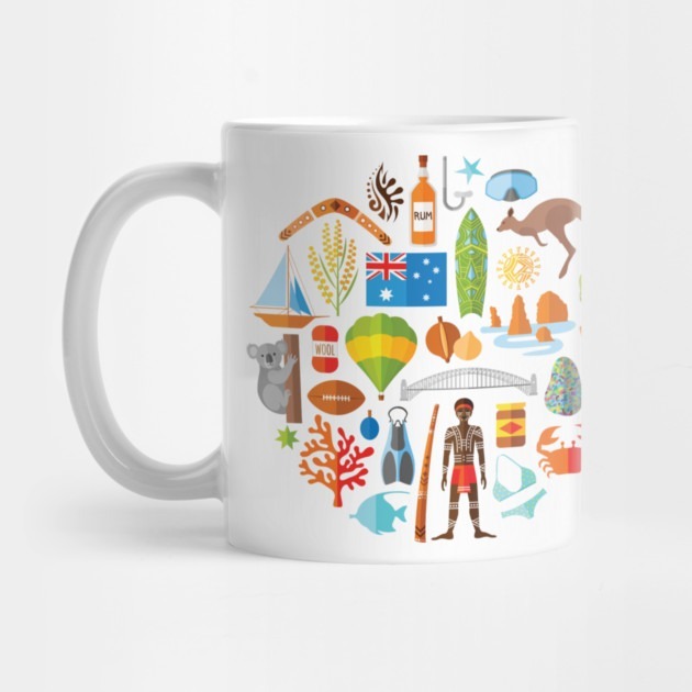 Souvenir Gelas symbols of Australia - Australia Souvenir Tea Mug