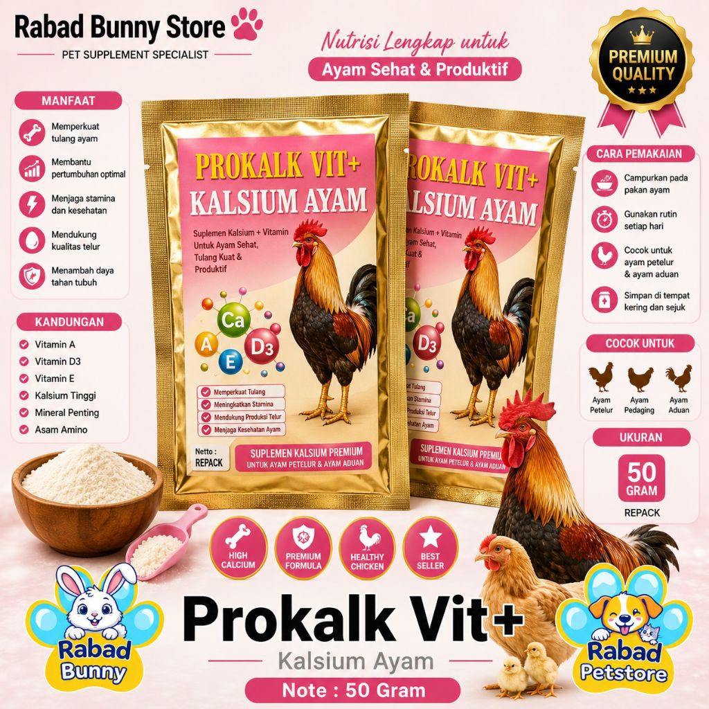 Prokalk Vit + Kalsium Ayam Bangkok Suplemen Ayam Laga