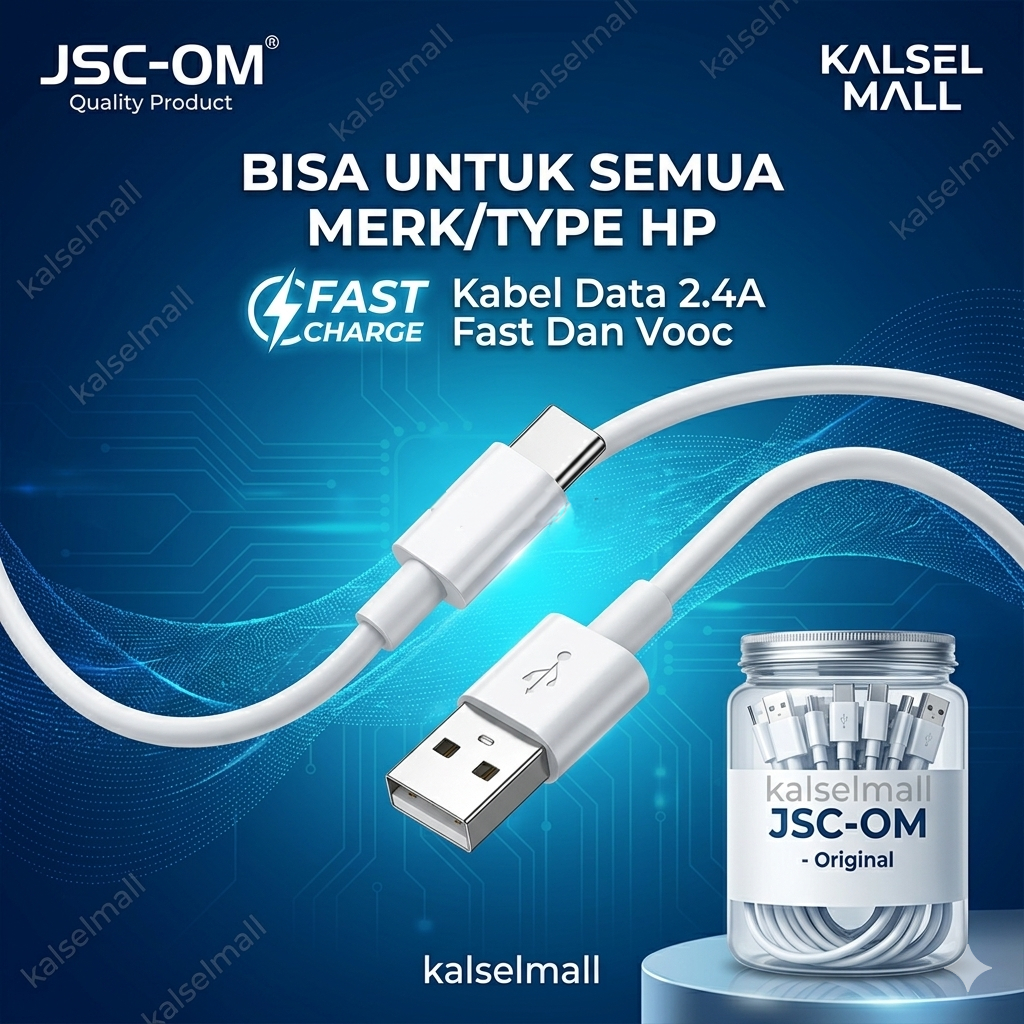 Kabel Data Type - C Charger Qualcomm 3.0 Fast Charging 2.4 A Tali Cesan HP Android Anti Kusut HP21