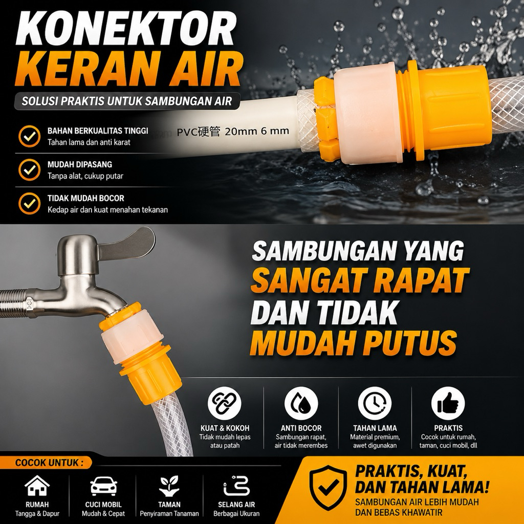 konektor Selang Sambungan Kran Air Fleksibel | Konektor Pipa Kran Air | Sambungan Kran Air Pipa |