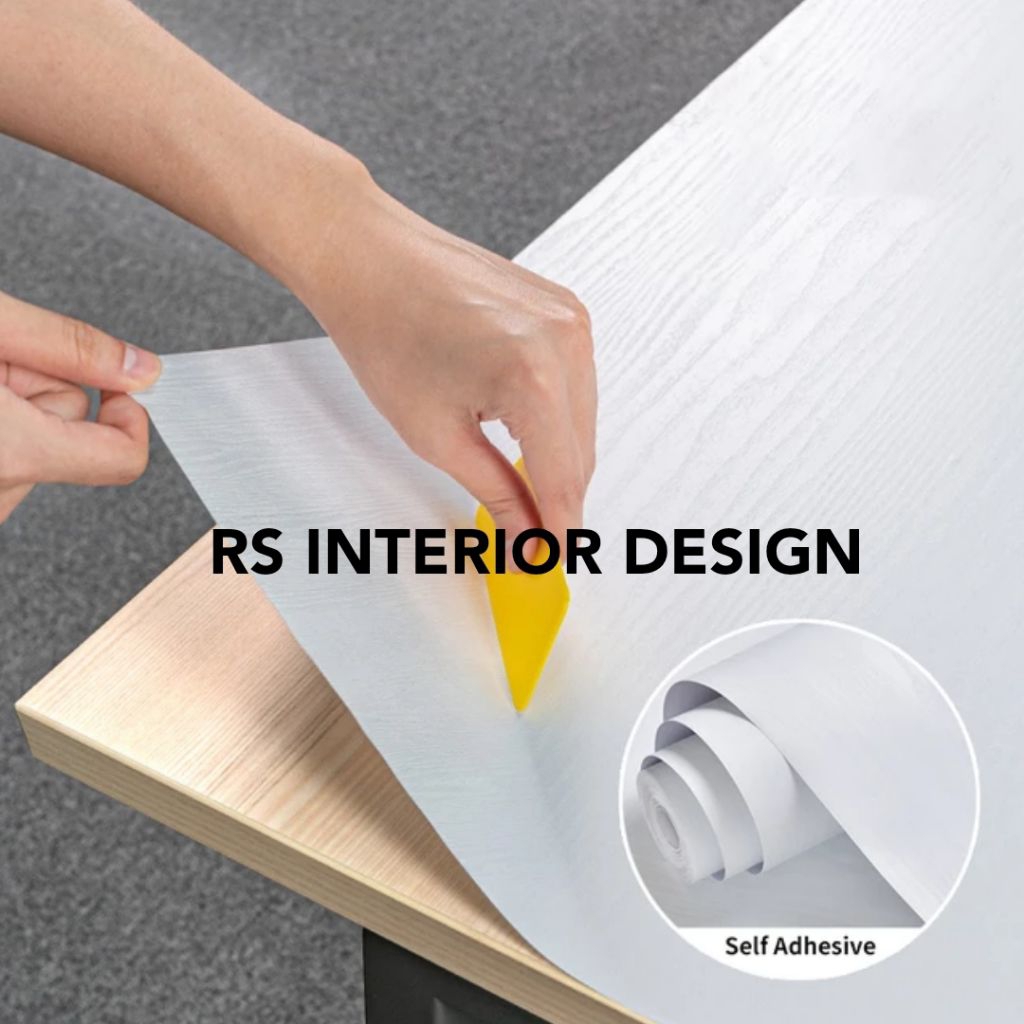 Wallpaper Sticker Lemari Meja Kayu Putih