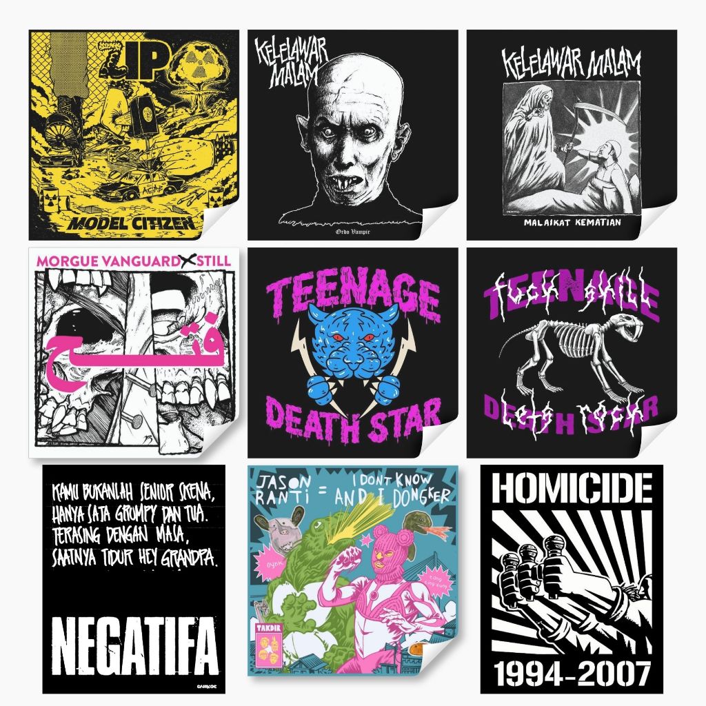 Sticker vinyl Band Lokal Rock Metal Hardcore Punk  Hiphop | Stiker Vinyl Band Homicide | Zip | Teena