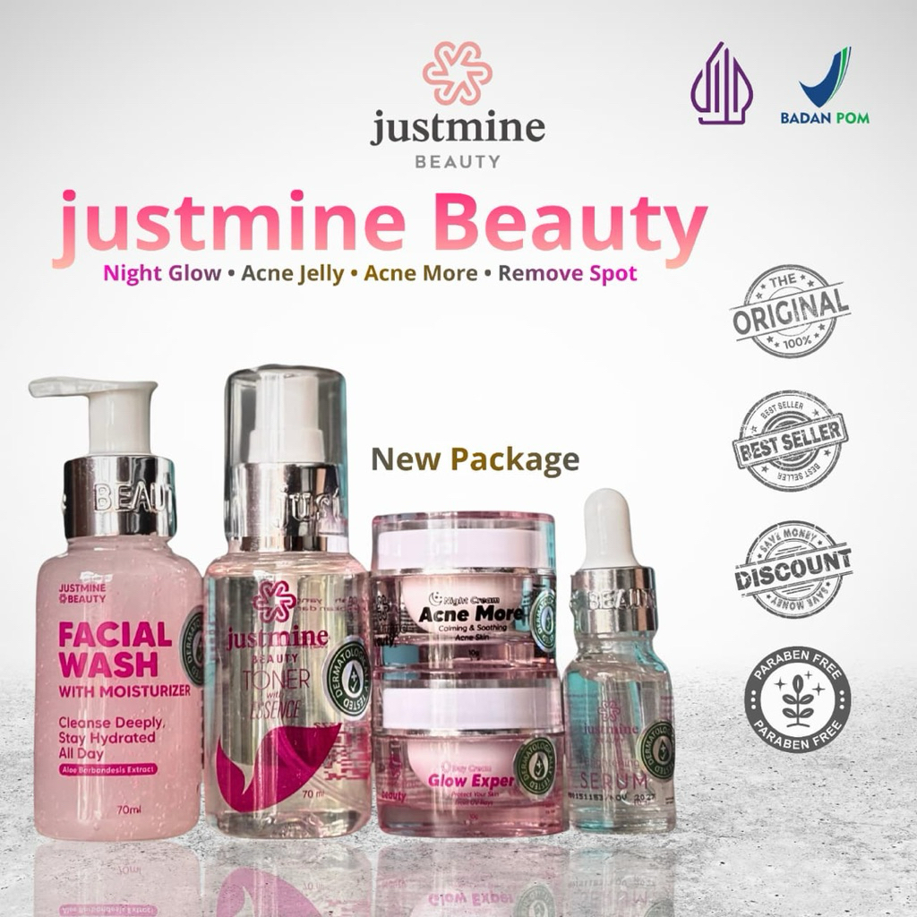 [ Dropship Khusus Reseller ] Justmine Beauty Skincare All Varian Series Remove Glow Acne - Free Kerd