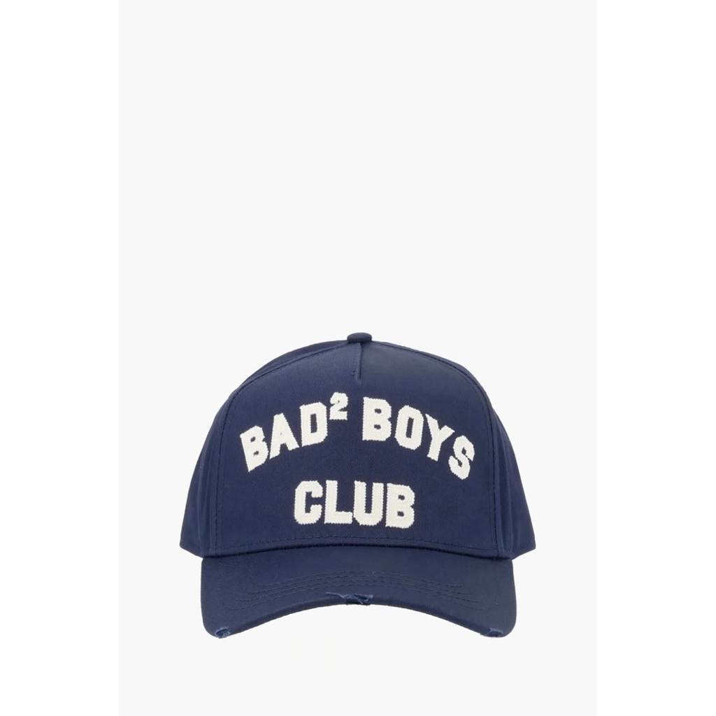 DSQUARED D2 COLLEGE BASEBALL CAP IN BLUE COTTON GABARDINE
