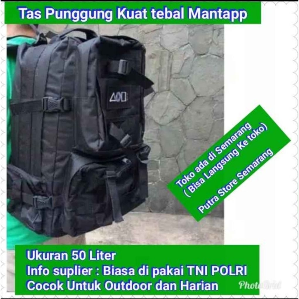 Tas Punggung hitam besar TNI Polri Tas Ransel Jalan jalan kuliah Naik gunung tas ransel bahan tebal