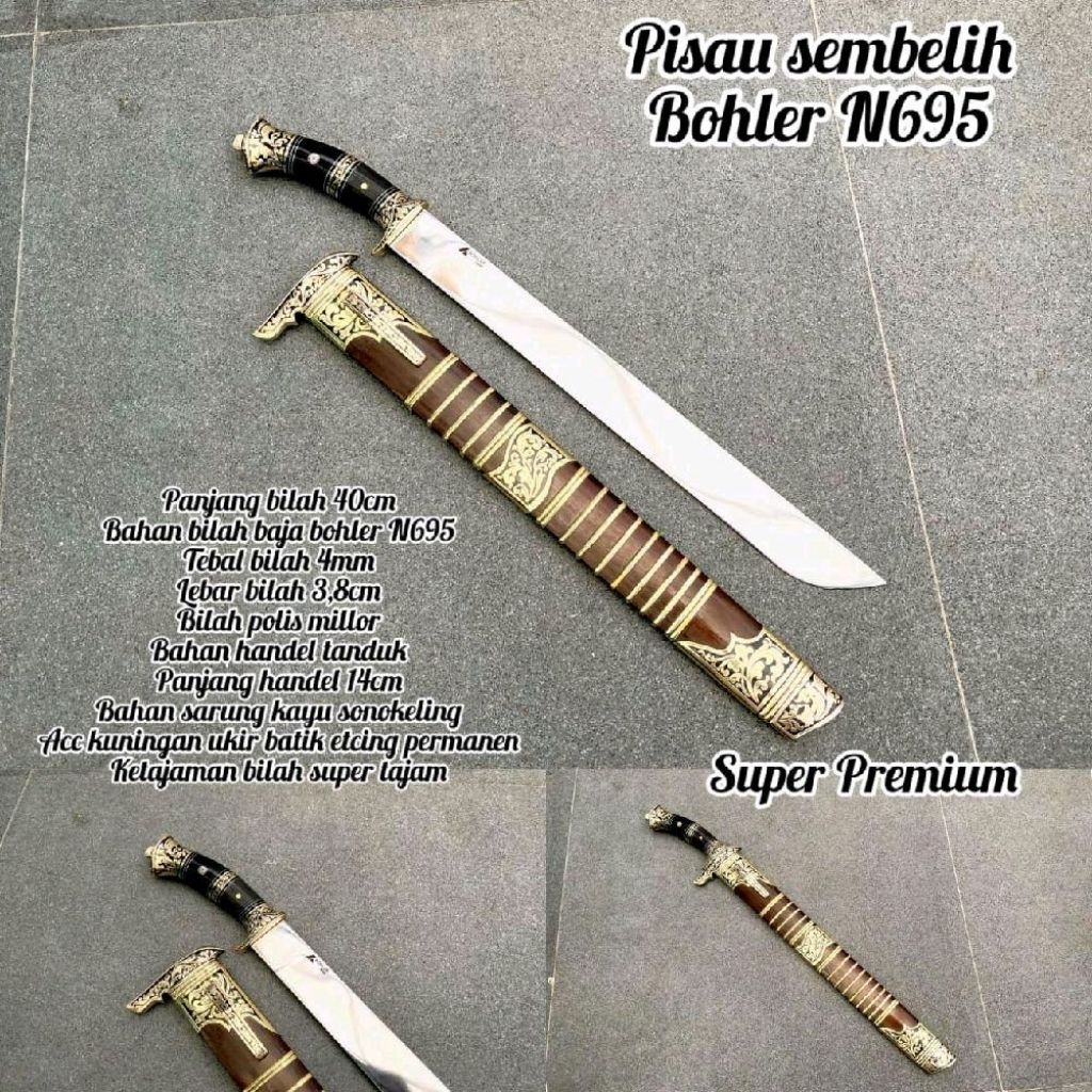 GOLOK PISAU SEMBELIH BAJA BOHLER N695 PREMIUM 40 CM SUPER TAJAM
