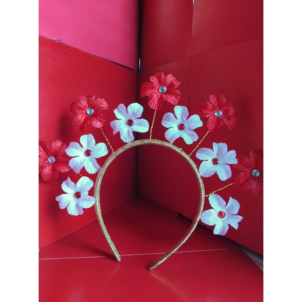 Mahkota Bando Bunga Merah Putih Anak²/Dewasa