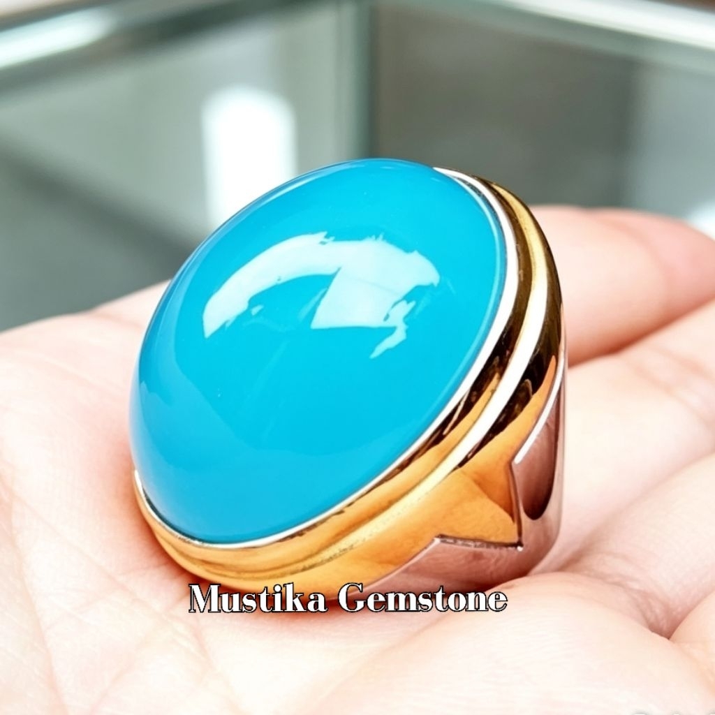 BATU AKIK BLUE CHALCEDONY RASA BACAN PALAMEA SUPER JUMBO MODEL TERBARU HQ ASLI NATURAL
