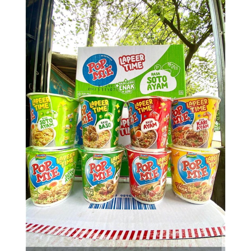 1 dus isi 24 pcs pop mie 75 gr ukuran besar lapeer time harga murah grosir rasa soto/ayam spesial/ b