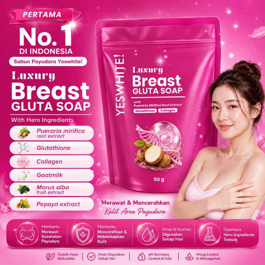 [New Launch] Yeswhite Luxury Breast Gluta Soap 50gr - Sabun Perawatan PD Si Kembar Montok Bpom With 