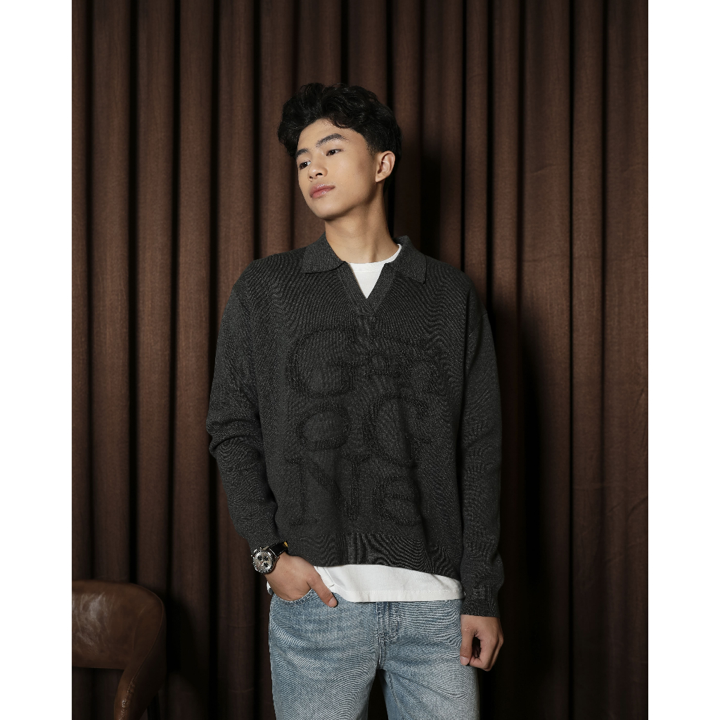 GONEGANI MAN - Sweater Rajut Unisex Kerah V Premium Style GG V Neck Sweater
