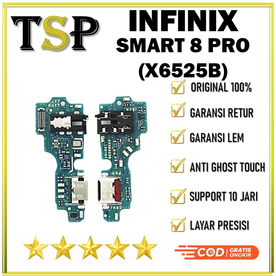 PCB PAPAN CONEKTOR CAS + CONNECTOR CHARGER / PAPAN CAS INFINIX SMART 8 PRO (X6525B) ORIGINAL