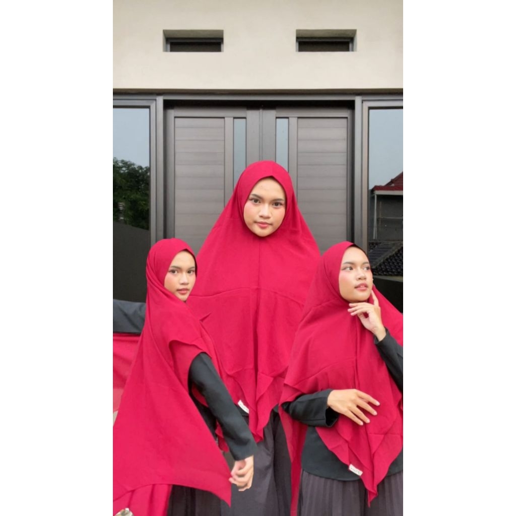 Khimar Ceruty Pet Siria Merah Maroon