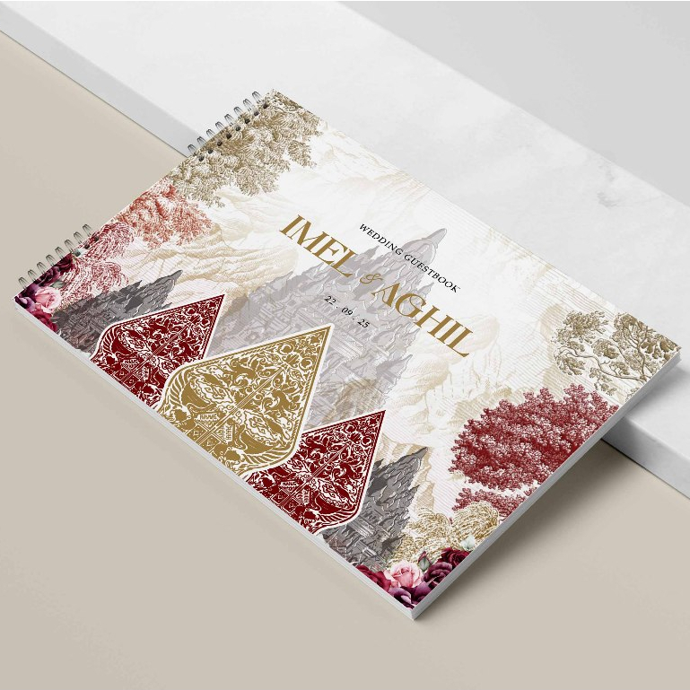 BUKU TAMU PERNIKAHAN HARD COVER DESIGN TEMPLATE JILID SPIRAL CETAK FULL COLOUR