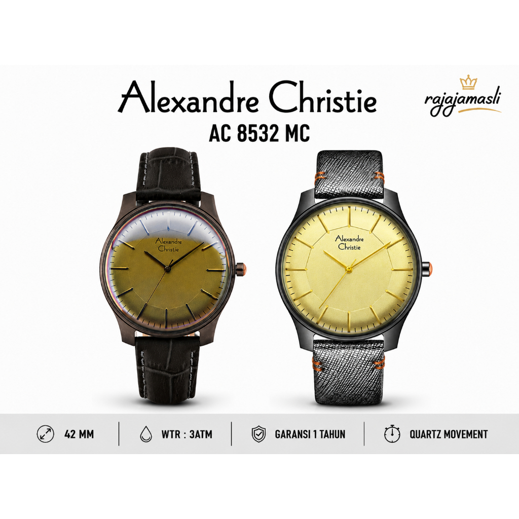 Alexandre Christie AC 8532 MH Jam Tangan Pria Signature Leather Strap