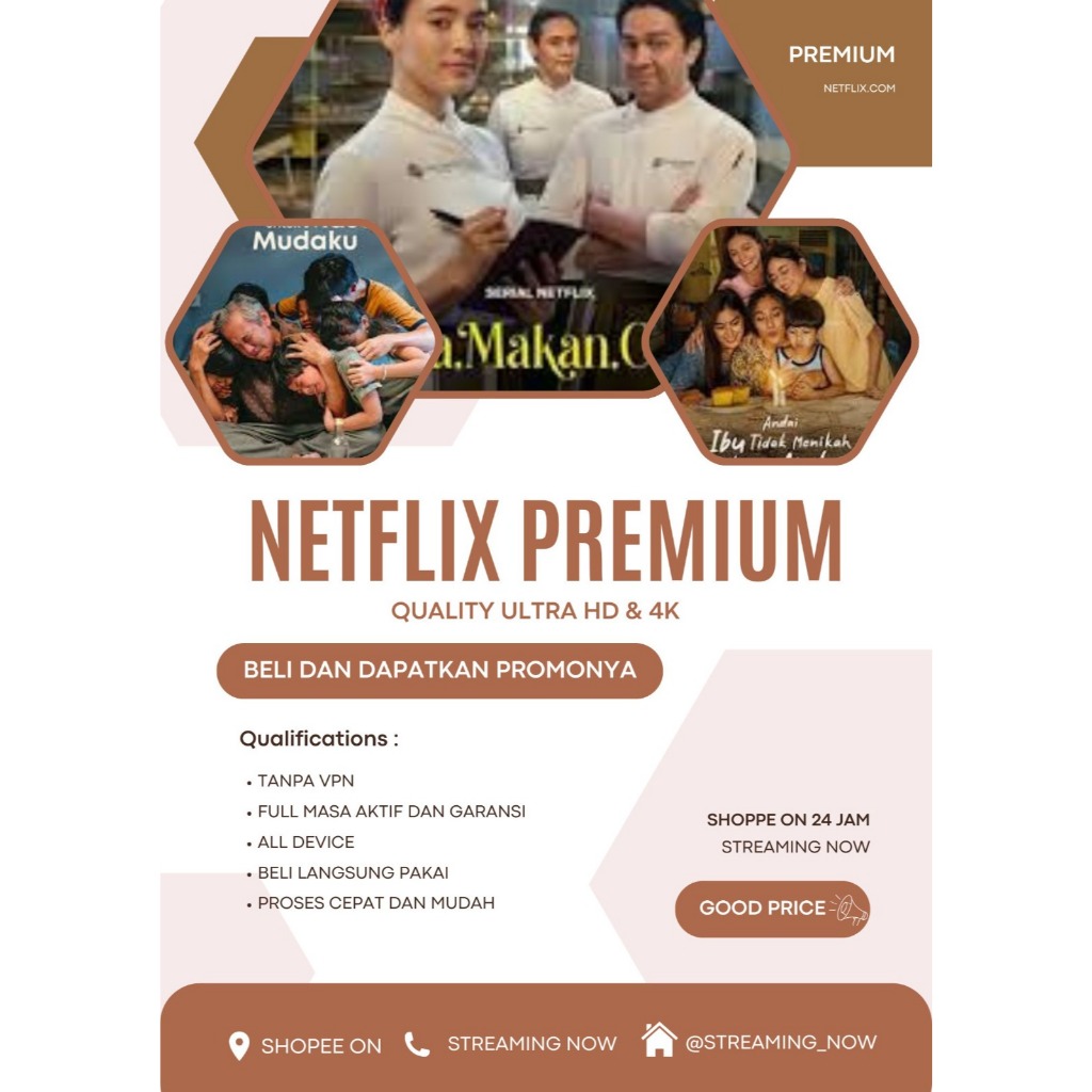 Langganan Netflix 1 Bulan - Profil Sharing, Kualitas 4K Ultra HD, Subtitle Indonesia