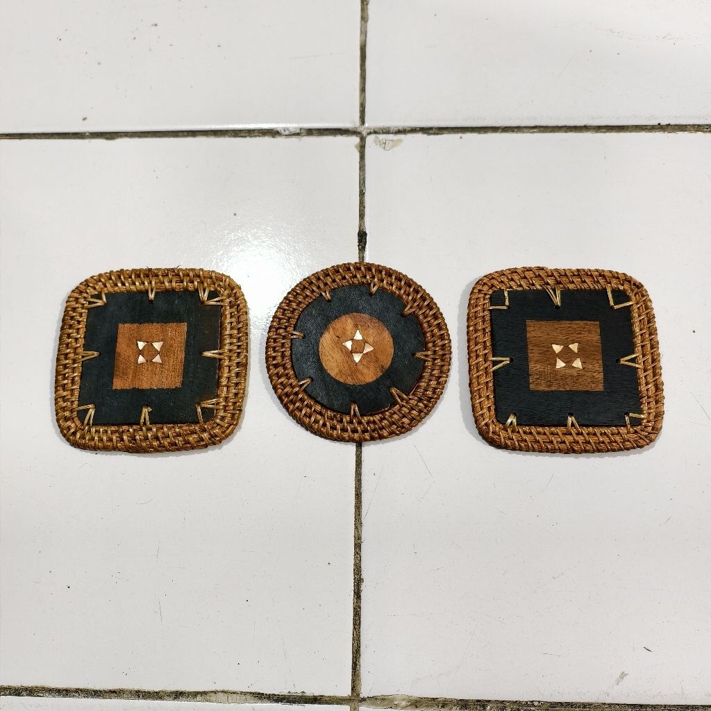 Tatakan Gelas Rotan, Glass Coaster Rattan, Alas Dekorasi