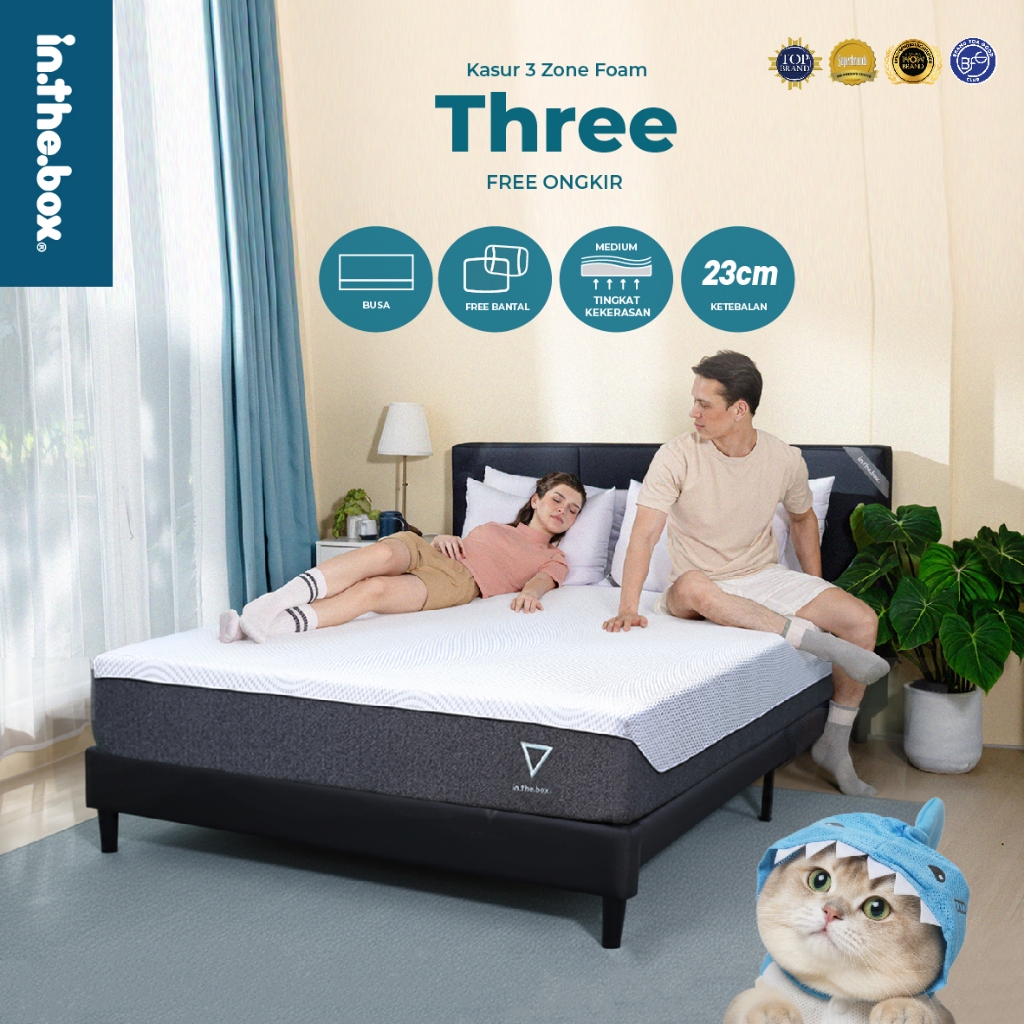 Kasur IN THE BOX Three Hybrid Airwave Foam - FREE Bantal | Ukuran 90x200, 100x200, 120x200, 140x200,