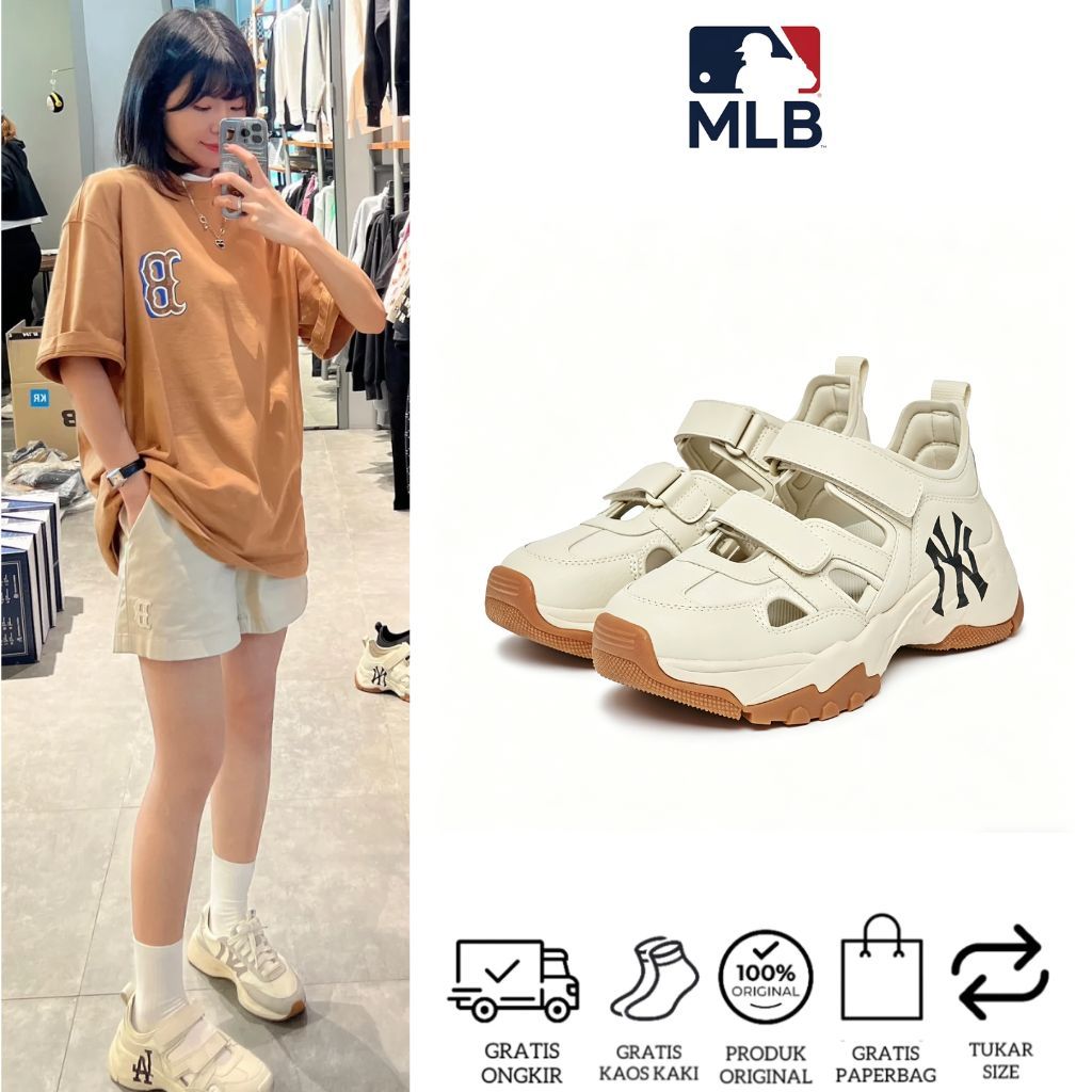 Sepatu MLB Bigball Chunky Mask New York Yankees Crocs Sepatu pantai sepatu perempuan sepatu pantai t