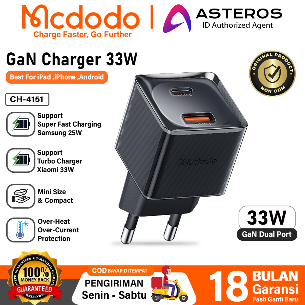 MCDODO Kepala Charger Type C Samsung Super Fast Charging 25w 45w