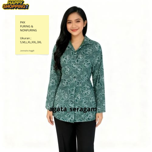 Seragam batik pkk nasional terbaru full furing seragam batik pkk hijau toska baju batik pkk nasional
