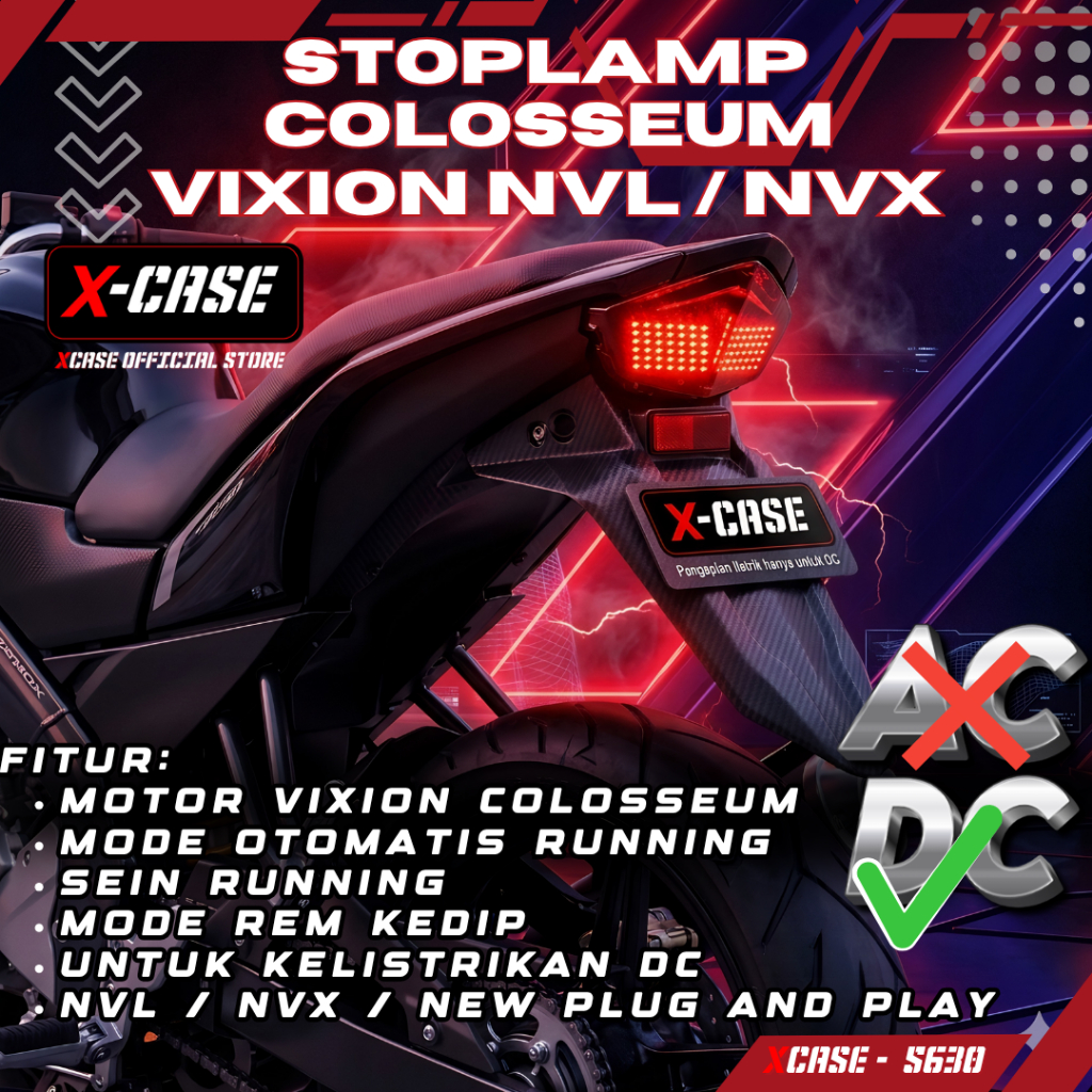 X-Case Stoplamp Vixion New NVL NVX Running Otomatis 7 8 Mode Collosium 3 in 1 Sein Running T5630