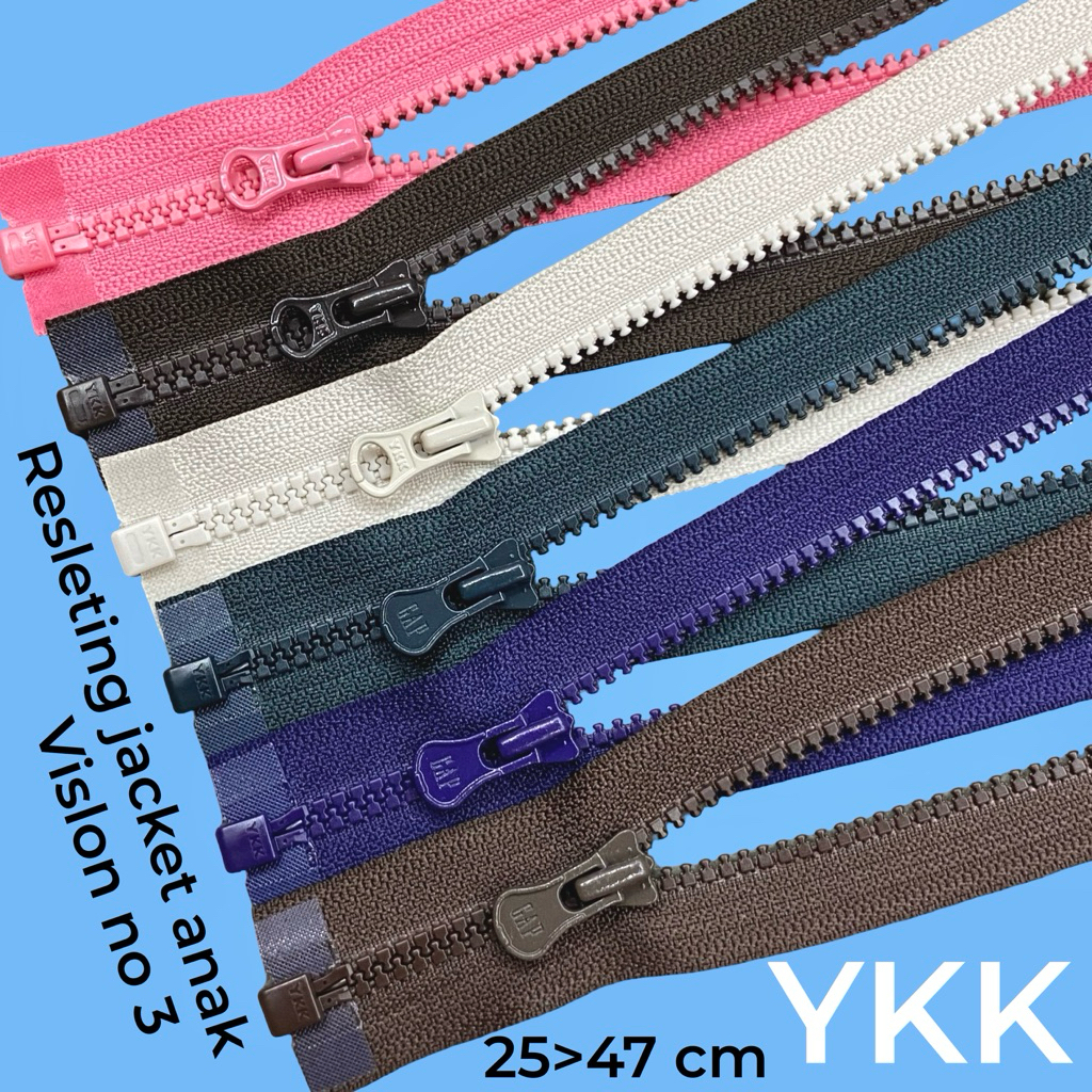 per pcs resleting jacket anak YKK vislon no 3 25>47 cm