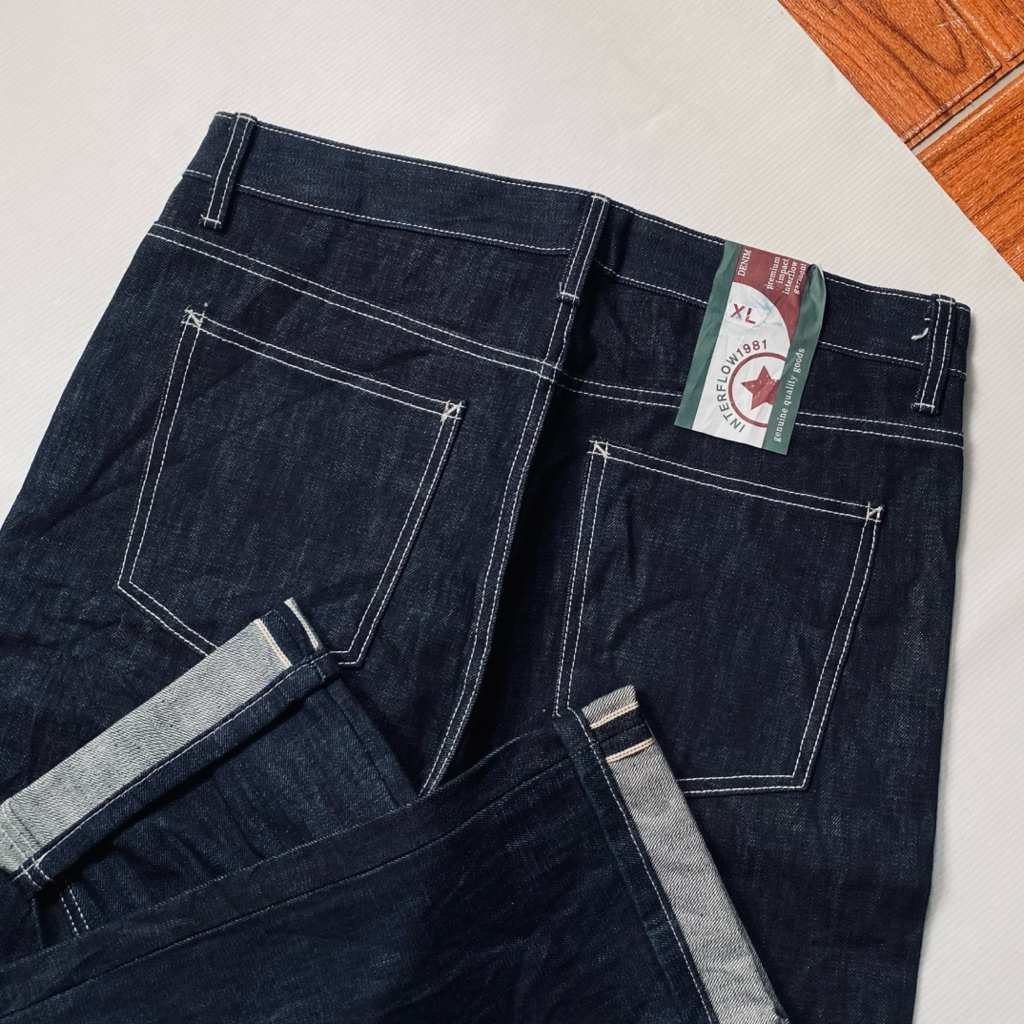 JEANS SLIM STRAIGHT RAW DENIM INTERFLOW 16oz LIKENEW